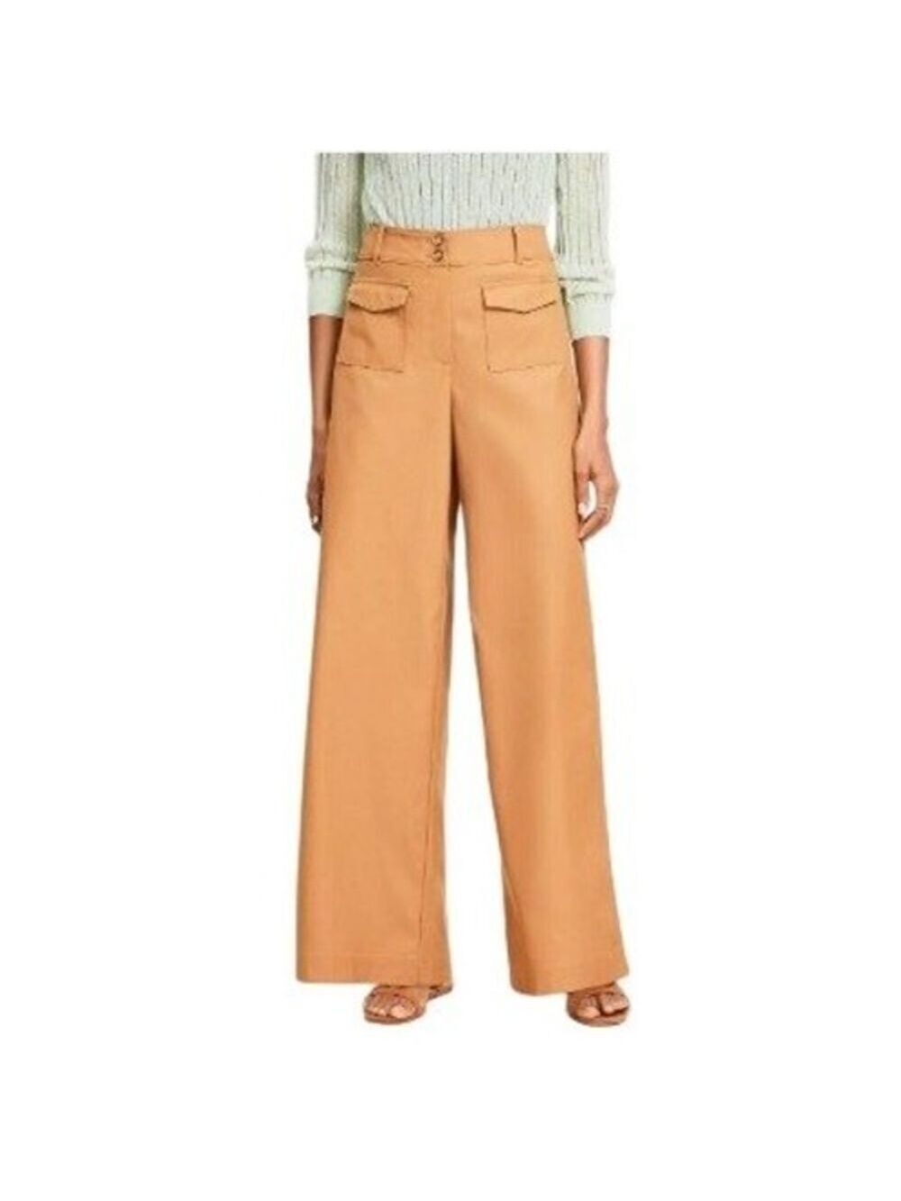 Loft Petite Patch Pocket Wide Leg Pants In Classic Caramel Sz 6P NWT